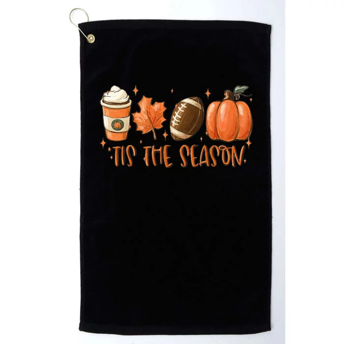 Tis The Season Fall Coffee Football Lover Platinum Collection Golf Towel