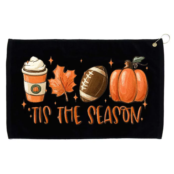 Tis The Season Fall Coffee Football Lover Grommeted Golf Towel