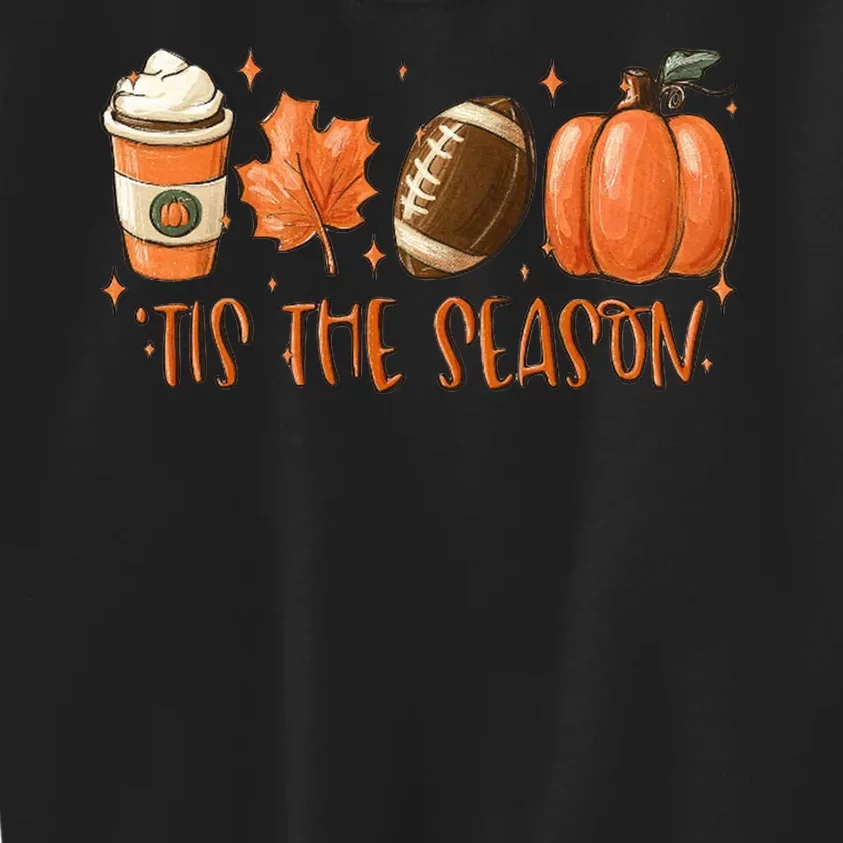 Tis The Season Fall Coffee Football Lover Kids Sweatshirt