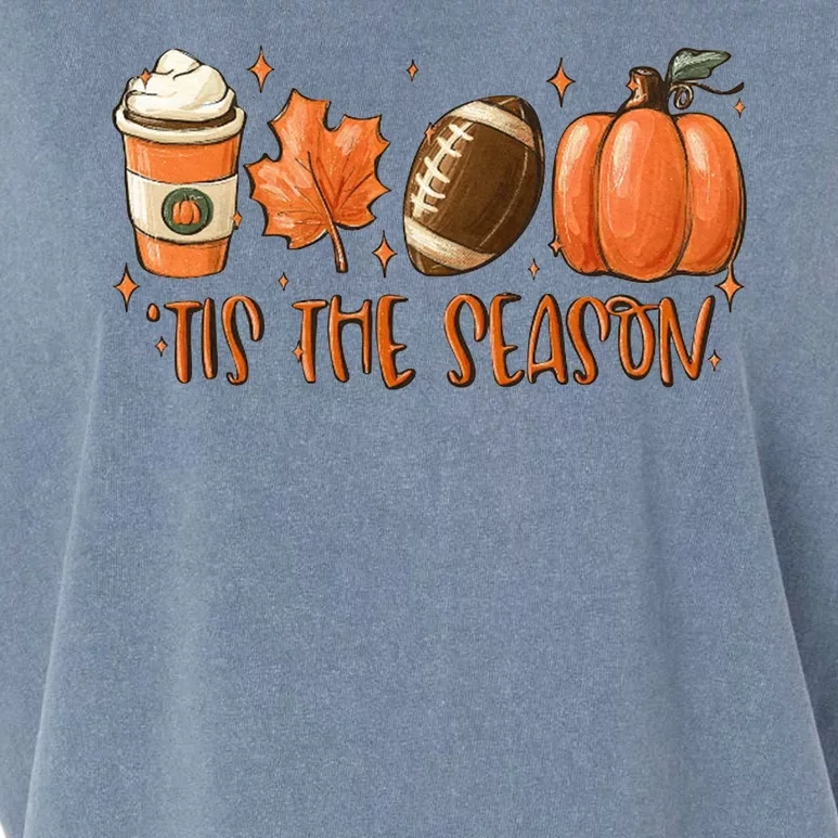 Tis The Season Fall Coffee Football Lover Garment-Dyed Women's Muscle Tee