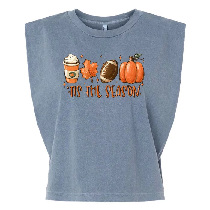 Tis The Season Fall Coffee Football Lover Garment-Dyed Women's Muscle Tee