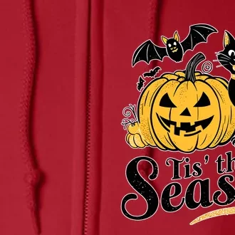 Tis The Season Halloween Bats Pumpkin Fall Funny Cute Full Zip Hoodie