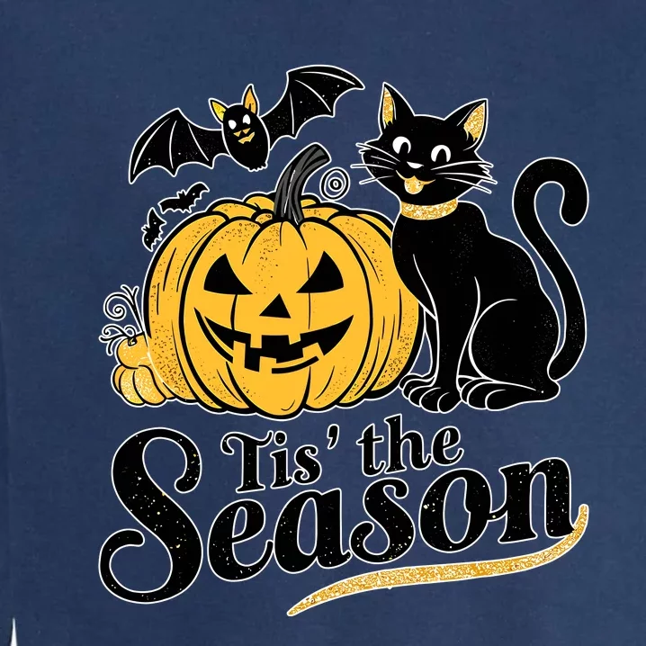 Tis The Season Halloween Bats Pumpkin Fall Funny Cute Garment-Dyed Sweatshirt