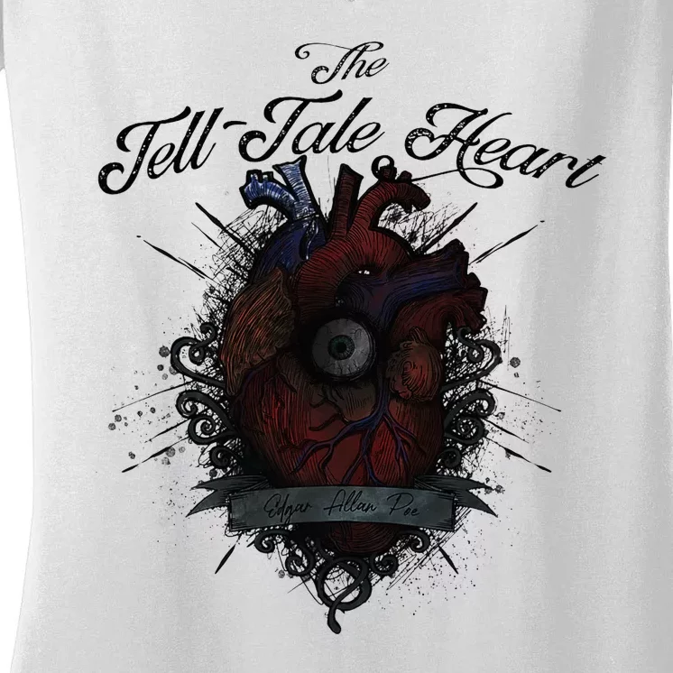 The Tell Tale Heart Edgar Allan Poe Gothic Literature Women's V-Neck T-Shirt