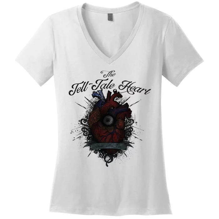 The Tell Tale Heart Edgar Allan Poe Gothic Literature Women's V-Neck T-Shirt