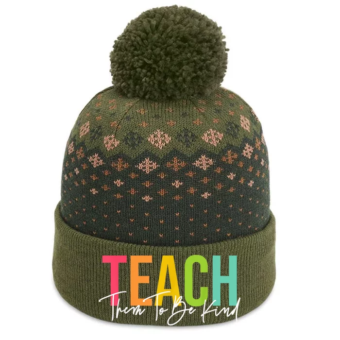 Teach Them To Be Kind Back to School Cute Teacher Kindness The Baniff Cuffed Pom Beanie