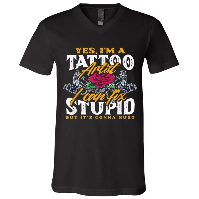 Tattoo Tattooing Tribal Symbol Artist V-Neck T-Shirt