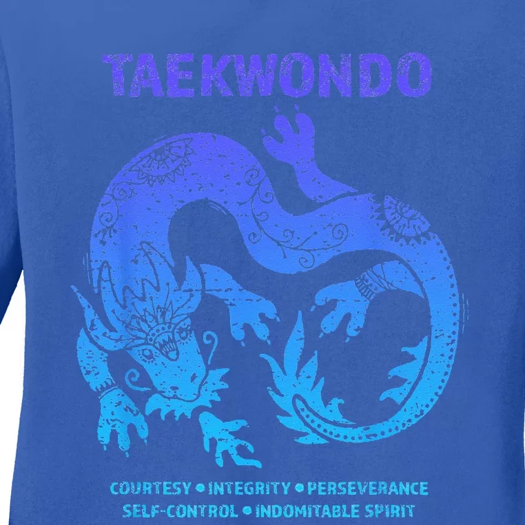 Taekwondo TKD Tae Kwon Do Dragon Art Martial Arts Graphic Ladies Long Sleeve Shirt