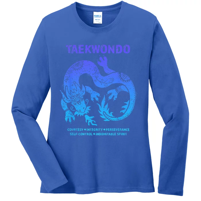 Taekwondo TKD Tae Kwon Do Dragon Art Martial Arts Graphic Ladies Long Sleeve Shirt