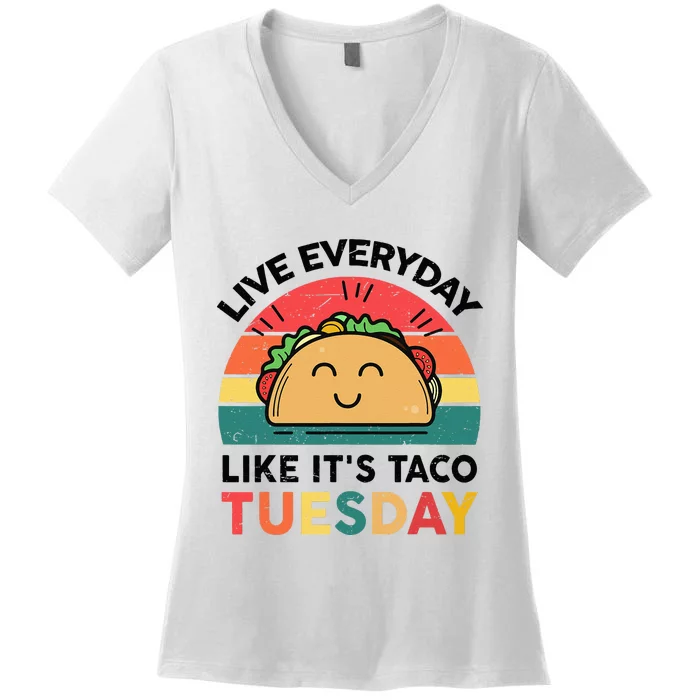 Taco Taco Tuesday Mexican Fiesta Women Boy Kids Funny Women's V-Neck T-Shirt