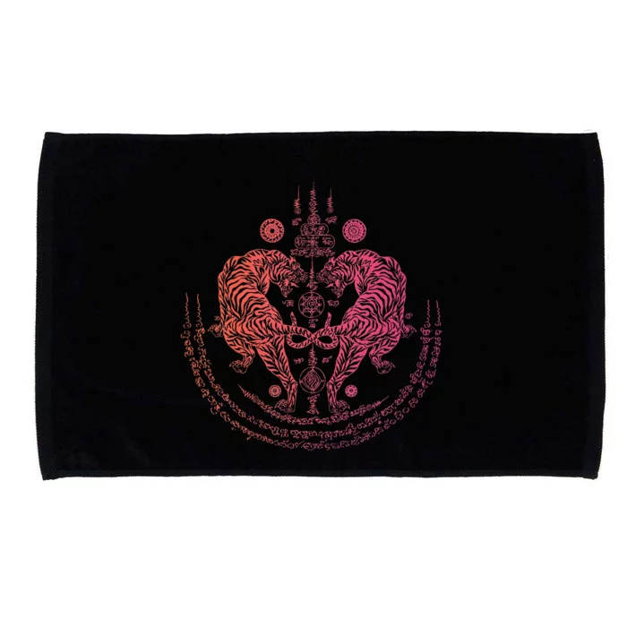 Thai Tattoo Twin Tiger Sak Yant Muay Thai Thailand Microfiber Hand Towel