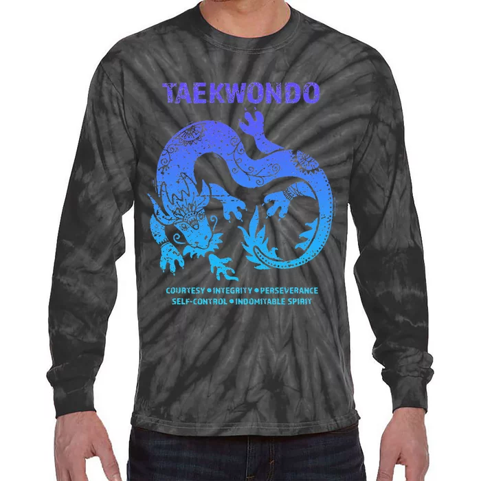 Taekwondo TKD Tae Kwon Do Dragon Art Martial Arts Graphic Tie-Dye Long Sleeve Shirt