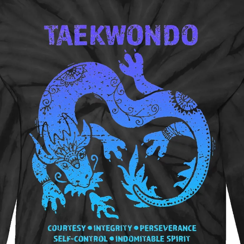 Taekwondo TKD Tae Kwon Do Dragon Art Martial Arts Graphic Tie-Dye Long Sleeve Shirt