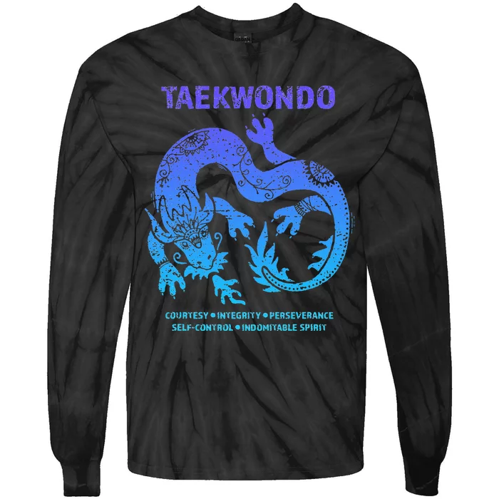 Taekwondo TKD Tae Kwon Do Dragon Art Martial Arts Graphic Tie-Dye Long Sleeve Shirt