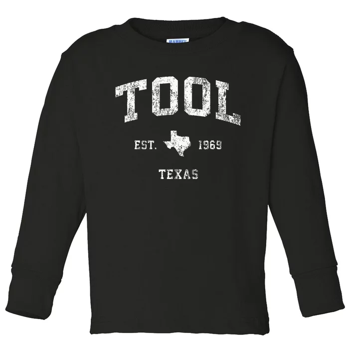 Tool Texas TX Vintage Athletic Sports Toddler Long Sleeve Shirt