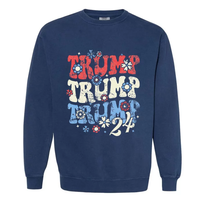 Trump Trump Trump 2024 Retro Groovy Garment-Dyed Sweatshirt