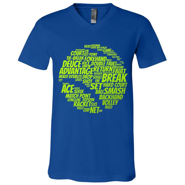 Tennis Terms Tennis Player Playing Tennis Ball V-Neck T-Shirt