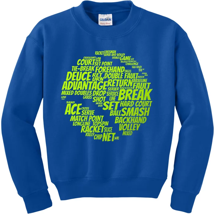 Tennis Terms Tennis Player Playing Tennis Ball Kids Sweatshirt