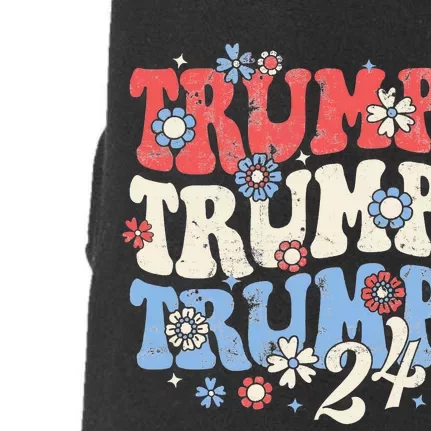 Trump Trump Trump 2024 Retro Groovy Doggie 3-End Fleece Hoodie