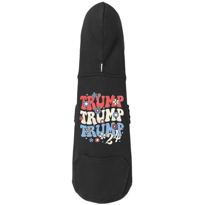 Trump Trump Trump 2024 Retro Groovy Doggie 3-End Fleece Hoodie