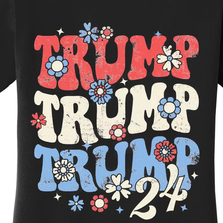 Trump Trump Trump 2024 Retro Groovy Women's T-Shirt