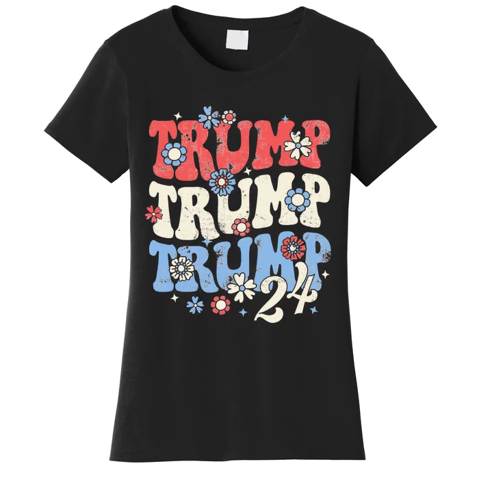 Trump Trump Trump 2024 Retro Groovy Women's T-Shirt