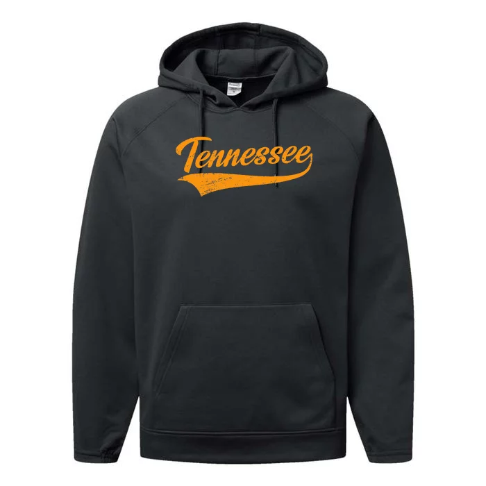 Tennessee Tn Throwback Distressed Design Classic Performance Fleece Hoodie