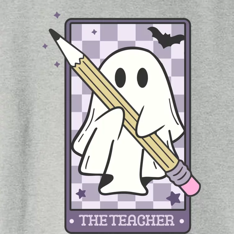 The Teacher Tarot Card Spooky Cute Ghost Halloween Prek Fall Great Gift Women's Crop Top Tee