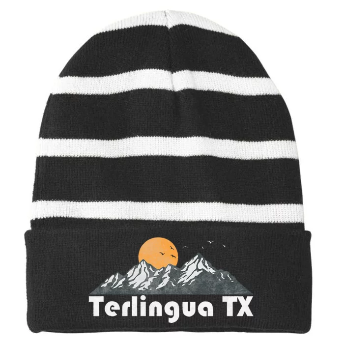 Terlingua Texas Tx Vintage 70s Striped Beanie with Solid Band