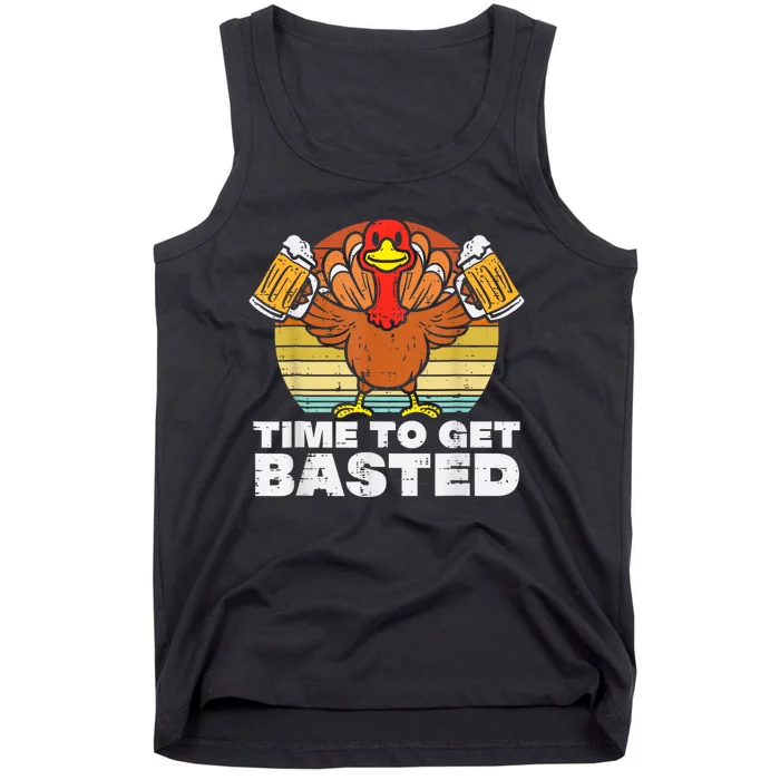 Turkey Time To Get Basted Retro Happy Thanksgiving Tank Top