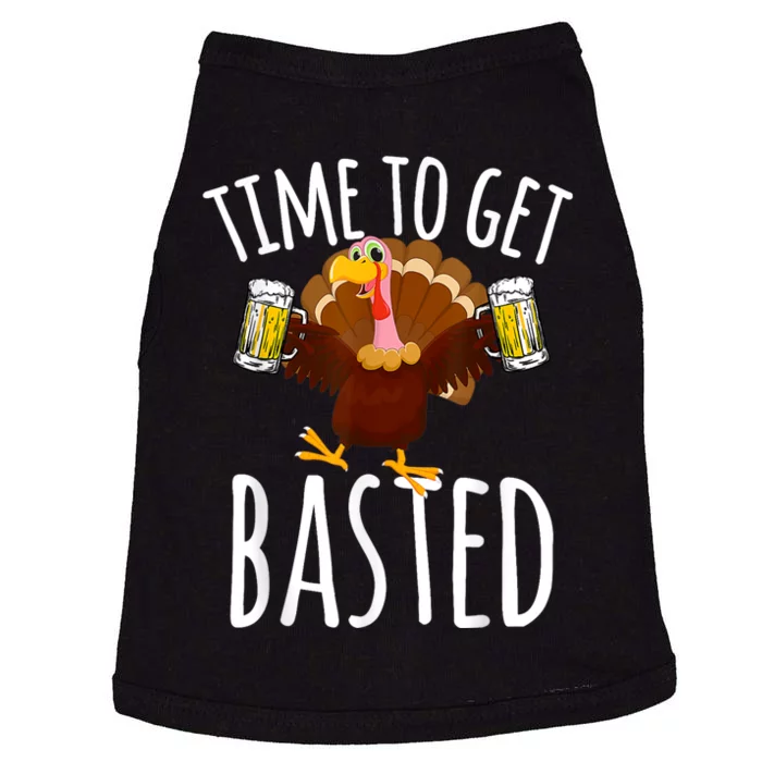 Turkey Time To Get Basted Retro Happy Thanksgiving Doggie Tank