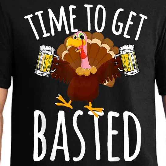 Turkey Time To Get Basted Retro Happy Thanksgiving Pajama Set