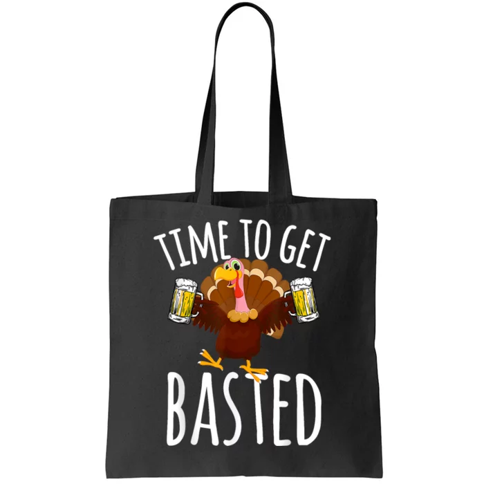 Turkey Time To Get Basted Retro Happy Thanksgiving Tote Bag