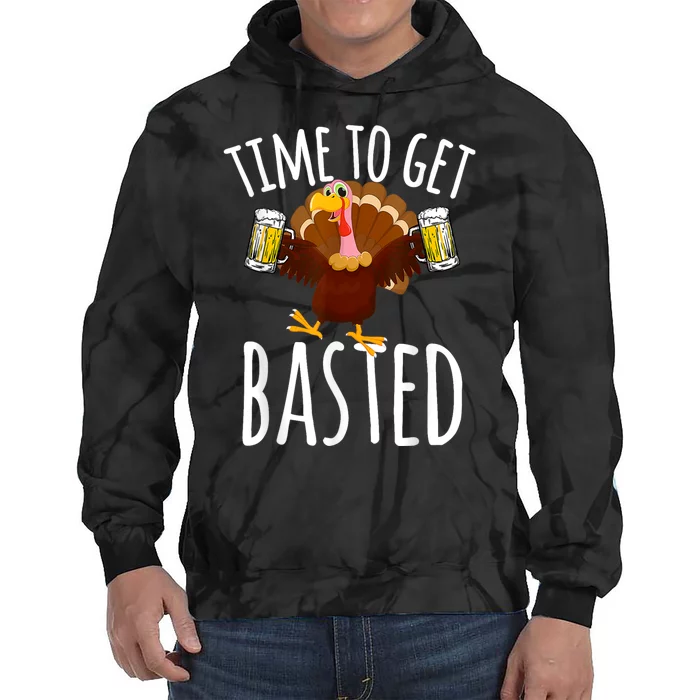 Turkey Time To Get Basted Retro Happy Thanksgiving Tie Dye Hoodie