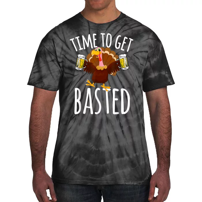 Turkey Time To Get Basted Retro Happy Thanksgiving Tie-Dye T-Shirt