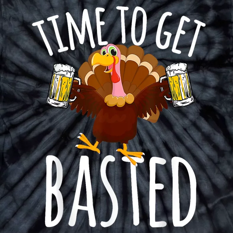 Turkey Time To Get Basted Retro Happy Thanksgiving Tie-Dye T-Shirt