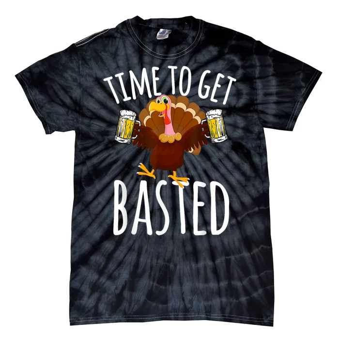 Turkey Time To Get Basted Retro Happy Thanksgiving Tie-Dye T-Shirt