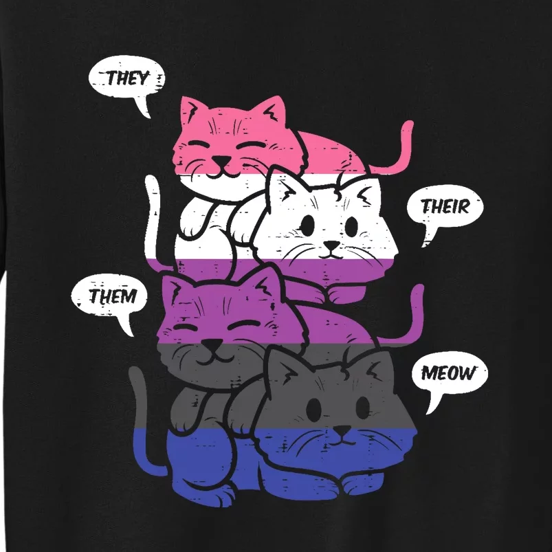 They Their Them Meow Cats Pronouns LGBTQ Genderfluid Flag Sweatshirt