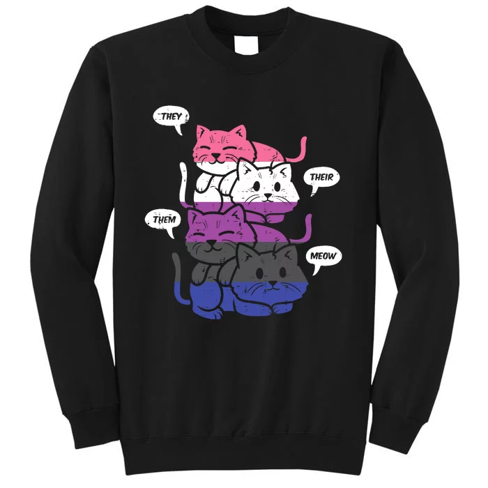 They Their Them Meow Cats Pronouns LGBTQ Genderfluid Flag Sweatshirt