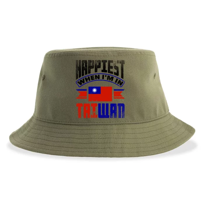 Taiwan Taiwanese Taiwan Flag Happiest When Im In Taiwan Gift Sustainable Bucket Hat