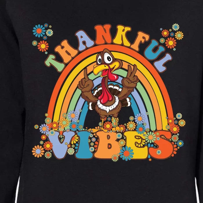 Thanksgiving Turkey Thankful Vibes Retro 70S Hippie Funny Gift Womens California Wash Sweatshirt