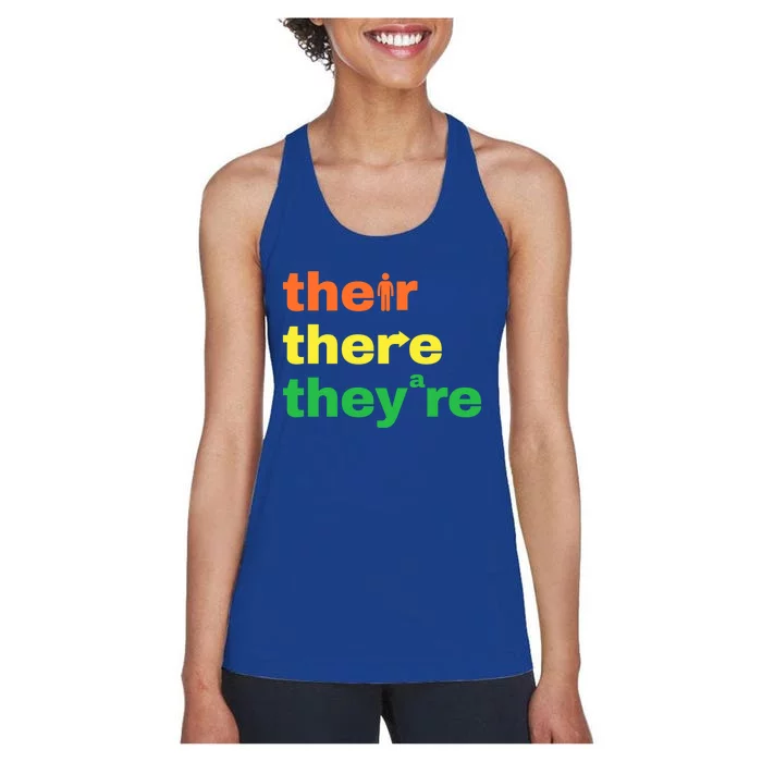 Their There Theyre Grammar Nerd Funny English Teacher Joke Cute Gift Women's Racerback Tank