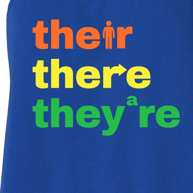 Their There Theyre Grammar Nerd Funny English Teacher Joke Cute Gift Women's Racerback Tank