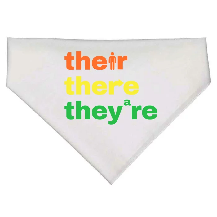 Their There Theyre Grammar Nerd Funny English Teacher Joke Cute Gift USA-Made Doggie Bandana