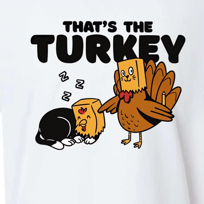 Thats The Turkey Funny Thanksgiving Cat Fake Turkey Meow Gift Sueded Cloud Jersey T-Shirt