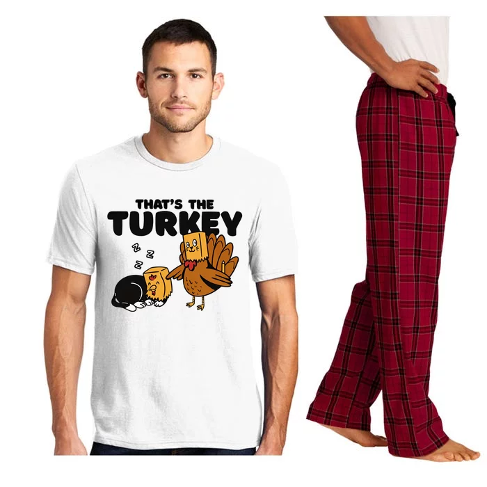 Thats The Turkey Funny Thanksgiving Cat Fake Turkey Meow Gift Pajama Set