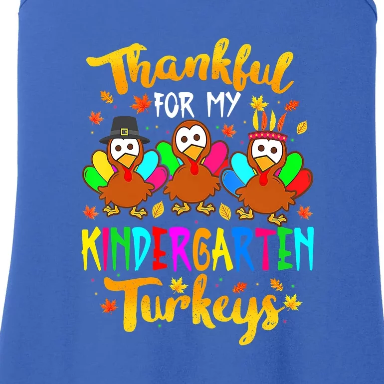 Teacher Thanksgiving Thankful For My Kindergarten Turkeys Ladies Essential Tank