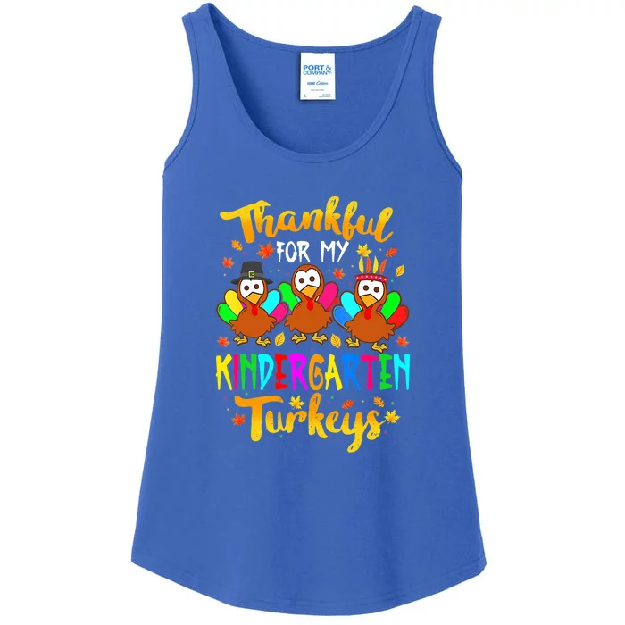 Teacher Thanksgiving Thankful For My Kindergarten Turkeys Ladies Essential Tank