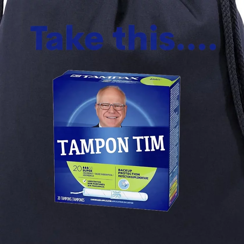 Tampontim Tampon Tim Funny Kamalas Vice President Tim Walz 2024 Drawstring Bag