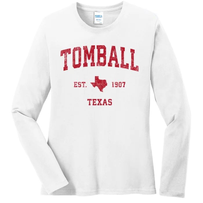 Tomball Texas Tx Vintage Sports Ladies Long Sleeve Shirt